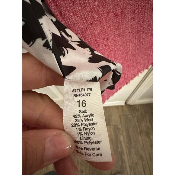 CAbi Madison Avenue Pink Tweed Wool Double Breasted pea coat fringe Size 16 - Picture 12 of 13